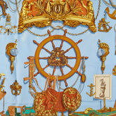 エルメス カレ90 BATEAU A VAPEUR DE JOUFFROY DABBANS 1784 蒸気船 スカーフ ブルー ブラウン マルチカラー シルク レディース HERMES 【中古】